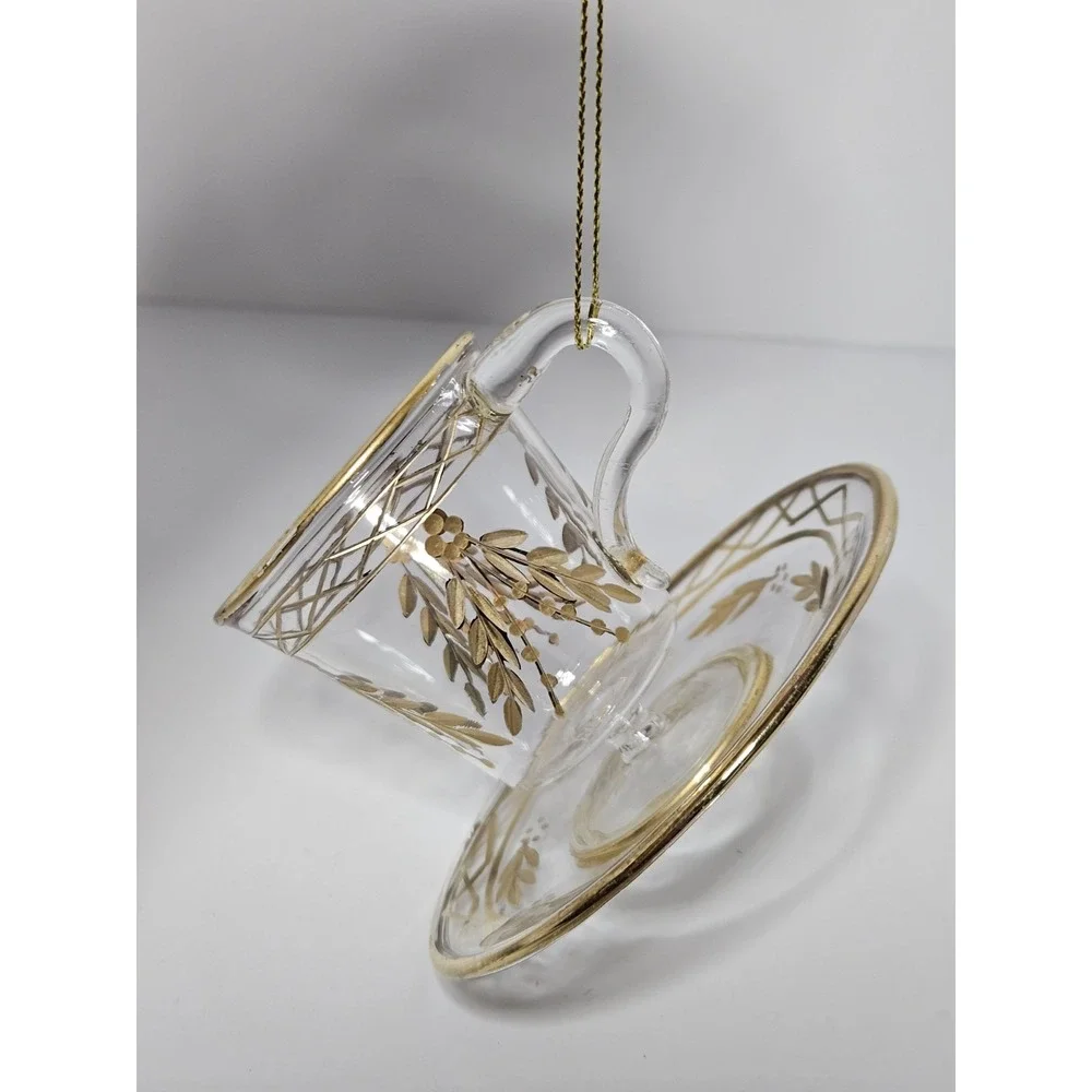 Vintage Tea Pot Mini Glass Hanging Decorative Ornament Holiday Tree